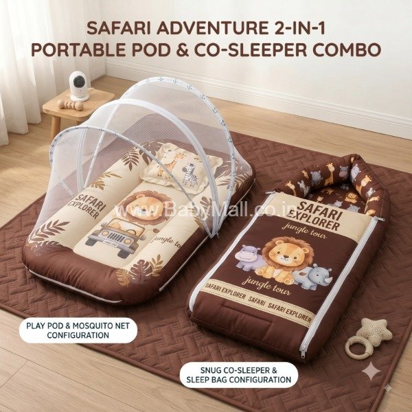 Safari Adventure 2 In 1 Portable & Co Sleeper Combo || Corrector Digital Print Premium 